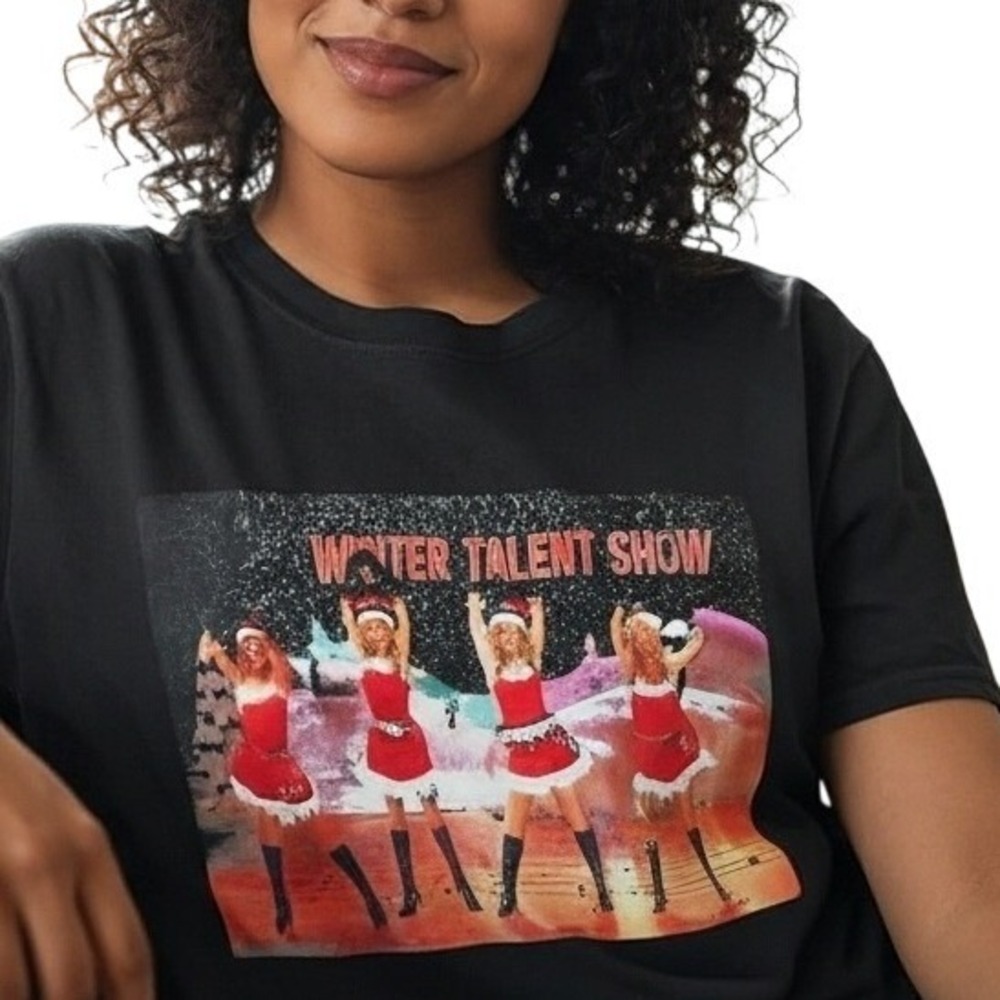 Boohoo Mean Girls Winter Talent‎ Show Graphic T Shirt Black Large